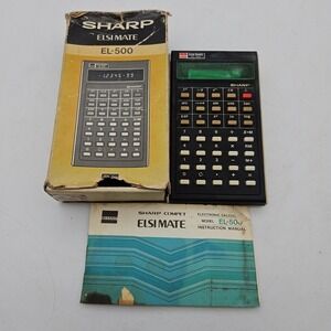 SHARP Elsi Mate‎ EL-500 Vintage Calculator With Original Box As Is For Parts